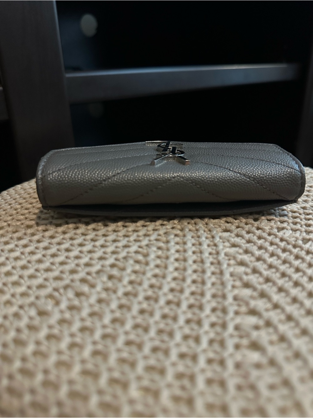 Authentic Saint Laurent Gray Quilted Leather Wallet with Silver YSL Emblem - Picture 9 of 14
